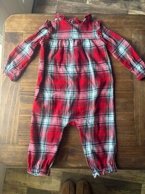 Tu Red Plaid Ruffle Baby Romper (Uk brand)